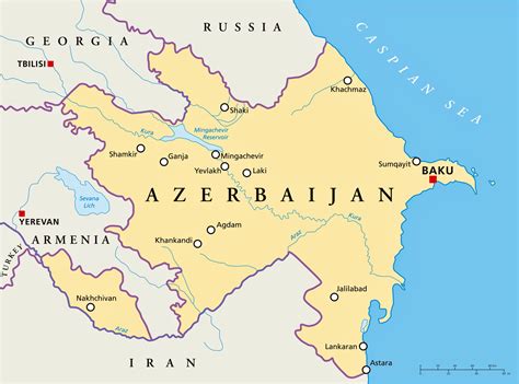 map of azerbaijan and surrounding countries.